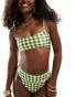 Фото #3 товара ASOS DESIGN skinny crop bikini top in green gingham