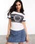 ASOS DESIGN Weekend Collective baby tee with barcode logo design in mono