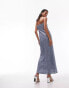 Topshop crinkle plisse bandeau maxi dress in blue