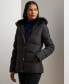 ფოტო #1 პროდუქტის Women's Faux-Fur Hooded Puffer Coat