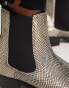 Фото #3 товара Walk London dalston cuban heeled chelsea boots with in gold snake leather