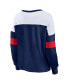 Фото #2 товара Women's Navy, White Atlanta Braves Even Match Lace-Up Long Sleeve V-Neck T-shirt