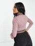 Фото #2 товара adidas Originals Retro Sport tape long sleeve cropped top in mauve