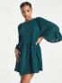 Фото #4 товара ASOS DESIGN batwing sleeve smock mini dress in bottle green