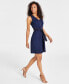 ფოტო #3 პროდუქტის Women's V-Neck Sleeveless Tie-Waist Denim Dress