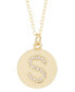 ფოტო #2 პროდუქტის 18" Chain 14K Gold Plated Disc Necklace with Crystal Engraved Letter Necklace