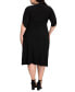 ფოტო #3 პროდუქტის Women's Plus Size Eden Midi Faux Wrap Dress with Draped Sleeves
