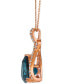 Deep Sea Blue Topaz (10 ct. t.w.) & Nude Diamond (7/8 ct. t.w.) Adjustable 20" Pendant Necklace in 14k Rose Gold