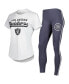 ფოტო #1 პროდუქტის Women's White, Charcoal Las Vegas Raiders Sonata T-shirt and Leggings Sleep Set