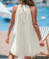 ფოტო #3 პროდუქტის Women's White Eyelet Linen Halterneck Mini Beach Dress