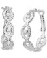 Silver-Tone Textured Marquise Shape Medium Hoop Earrings, 1.2"