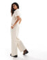 Reclaimed Vintage linen jumpsuit with drawstrings in neutral Бежевый, 40 - фото #2