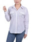 ფოტო #1 პროდუქტის Petite Long Sleeve Hidden Placket Blouse with Studs