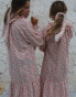 Labelrail x Collyer Twins frill midaxi dress with balloon sleeves in pink ditsy print