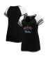 ფოტო #1 პროდუქტის Women's Black Miami Marlins Curvy Colorblock Tri-Blend Raglan V-Neck T-shirt