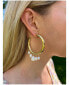 ფოტო #3 პროდუქტის Pearl Dangle Hoop Earrings