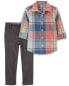 Фото #2 товара Toddler 2-Piece Plaid Button-Front Shirt & Chino Pants Set 3T