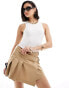 Mango belted mini skirt brown