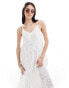 Фото #3 товара YAS broderie maxi cami dress in white - WHITE