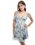 Фото #1 товара ASOS DESIGN chiffon mini dress with satin corset detail in blue floral