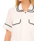 Women's Double Collar Tipped Short Sleeve Blouse