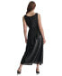 Women's Cowlneck Sleeveless Belted Ruffled Dress