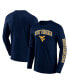 Фото #1 товара Men's Navy West Virginia Mountaineers Distressed Arch Over Logo 2.0 Long Sleeve T-shirt