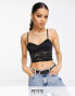 New Look Petite lace and satin mix bralet in black