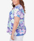Фото #2 товара Plus Size Pleated Neck Floral Short Sleeve Tee