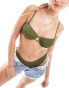 South Beach underwire crinkle bikini top in sage green Зеленый, 36 - фото #1