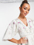 ASOS EDITION floral embroidered mini dress with lace inserts in cream