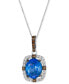 Фото #1 товара Le Vian blueberry Tanzanite (4-1/2 ct. t.w.) & Diamond (1/2 ct. t.w.) Halo Pendant Necklace in 14k White Gold, 18" + 2" extender