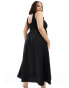 Фото #4 товара ASOS DESIGN Curve racer crinkle midi sundress with scoop back in black