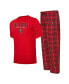 ფოტო #1 პროდუქტის Men's Red, Pewter Tampa Bay Buccaneers Arctic T-shirt and Pajama Pants Sleep Set