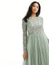 Фото #8 товара Maya Petite Bridesmaid long sleeve maxi dress with delicate sequin in sage green