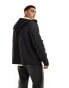 ASOS DESIGN rubberised rain jacket with borg lining in black