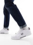 Fred Perry leather logo trainers in white & navy