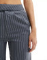 Missyempire tailored wide leg trousers co-ord in grey pinstripe