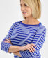 Фото #3 товара Petite Sailor Stripe 3/4-Sleeve Pima Top, Created for Macy's