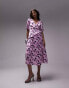 Фото #4 товара Topshop floral midi wrap occasion dress in pink floral print