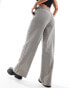 Object tailored wide leg trousers in neutral check