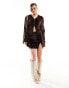 ASOS DESIGN co-ord velvet mini skirt with split in chocolate Коричневый, 38 - фото #5