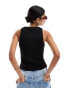 4th & Reckless premium ribbed embroidered logo vest top in black