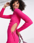 Envii long sleeve fitted dress side cut outs in pink