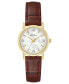 ფოტო #1 პროდუქტის Women's Diamond Accent Brown Leather Strap Watch 27mm