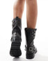 Glamorous Wide Fit harness biker boots in washed grey