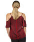 Фото #2 товара Women's Snakeskin-Print Cold-Shoulder Chain Top