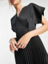 Фото #5 товара Closet London Tall wrap front pleated midi skater dress in black