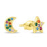Gold-plated asymmetric earrings with zircons EA903Y