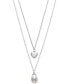 Cultured Freshwater Pearl (8mm) & Polished Heart Layered Necklace in Sterling Silver, 16" + 1" extender
